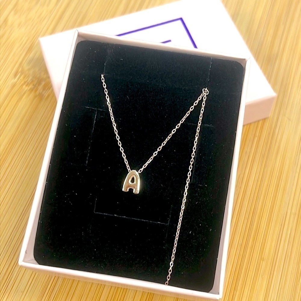 Brand New 14K Gold Plated Sterling Silver Bubble Letter Balloon “A” Necklace